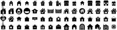 Set Of House Icons Isolated Silhouette Solid Icon With Home, Property, Residential, Estate, Building, House, Architecture Infographic Simple Vector Illustration Logo