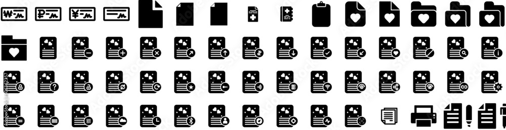 Set Of Document Icons Isolated Silhouette Solid Icon With Document, Office, Business, File, Folder, Concept, Information Infographic Simple Vector Illustration Logo Set Of Document Icons Isolated Silhouette Solid Icon With Document, Office, Business, File, Folder, Concept, Information Infographic Simple Vector Illustration Logo