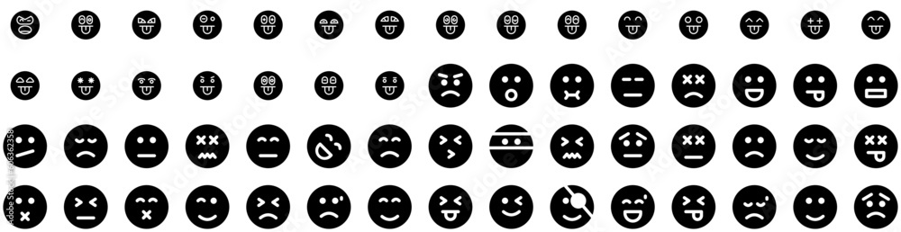 Set Of Emoji Icons Isolated Silhouette Solid Icon With Symbol, Face, Sign, Emoticon, Isolated, Icon, Vector Infographic Simple Vector Illustration Logo Set Of Emoji Icons Isolated Silhouette Solid Icon With Symbol, Face, Sign, Emoticon, Isolated, Icon, Vector Infographic Simple Vector Illustration Logo