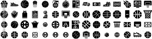 Set Of Basketball Icons Isolated Silhouette Solid Icon With Basket, Game, Basketball, Ball, Competition, Sport, Team Infographic Simple Vector Illustration Logo