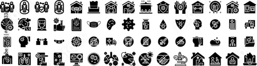 Set Of Coronavirus Icons Isolated Silhouette Solid Icon With Pandemic, Flu, Epidemic, Medical, Coronavirus, Disease, Virus Infographic Simple Vector Illustration Logo