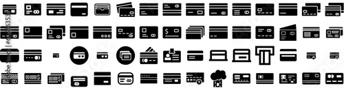 Set Of Debit Icons Isolated Silhouette Solid Icon With Business, Finance, Card, Money, Debit, Payment, Credit Infographic Simple Vector Illustration Logo © Anthony