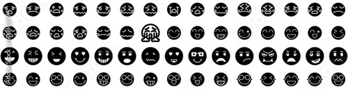 Set Of Emoticons Icons Isolated Silhouette Solid Icon With Vector, Face, Icon, Symbol, Sign, Set, Emoticon Infographic Simple Vector Illustration Logo © Anthony