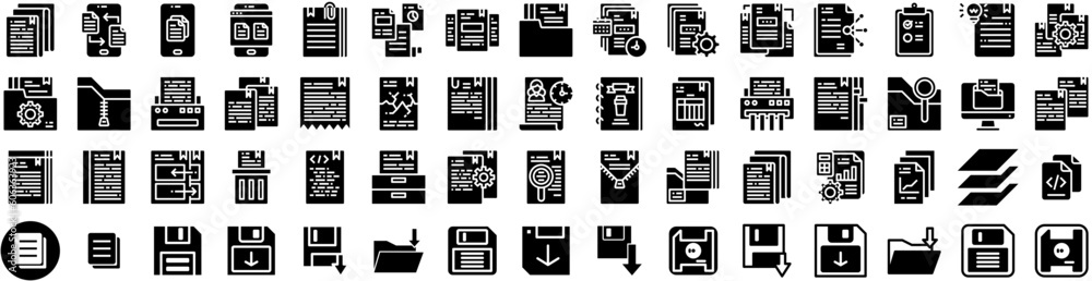 Set Of Files Icons Isolated Silhouette Solid Icon With File, Computer, Document, Office, Management, Business, Information Infographic Simple Vector Illustration Logo Set Of Files Icons Isolated Silhouette Solid Icon With File, Computer, Document, Office, Management, Business, Information Infographic Simple Vector Illustration Logo