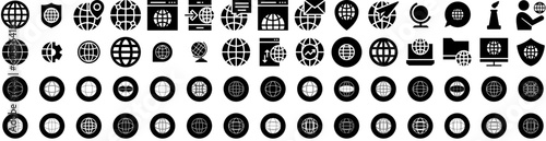 Set Of Global Icons Isolated Silhouette Solid Icon With Network, Internet, Global, Background, Technology, Business, Concept Infographic Simple Vector Illustration Logo