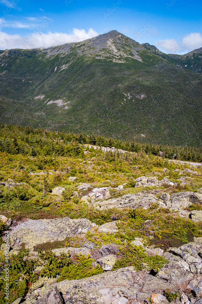 Overlook with Mountains and Clouds at Mount Washington State Park New Hampshire