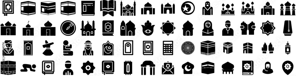 Set Of Islam Icons Isolated Silhouette Solid Icon With Ramadan, Pattern, Background, Islamic, Muslim, Design, Art Infographic Simple Vector Illustration Logo Set Of Islam Icons Isolated Silhouette Solid Icon With Ramadan, Pattern, Background, Islamic, Muslim, Design, Art Infographic Simple Vector Illustration Logo
