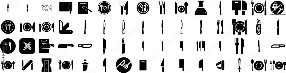 Set Of Knife Icons Isolated Silhouette Solid Icon With Dinner, Kitchen, Knife, Isolated, Design, Fork, Meal Infographic Simple Vector Illustration Logo Set Of Knife Icons Isolated Silhouette Solid Icon With Dinner, Kitchen, Knife, Isolated, Design, Fork, Meal Infographic Simple Vector Illustration Logo