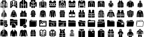 Set Of Jacket Icons Isolated Silhouette Solid Icon With Clothes, Isolated, Fashion, Template, Wear, Illustration, Textile Infographic Simple Vector Illustration Logo