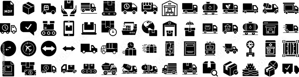Set Of Logistics Icons Isolated Silhouette Solid Icon With Business, Freight, Delivery, Cargo, Truck, Transportation, Shipping Infographic Simple Vector Illustration Logo Set Of Logistics Icons Isolated Silhouette Solid Icon With Business, Freight, Delivery, Cargo, Truck, Transportation, Shipping Infographic Simple Vector Illustration Logo