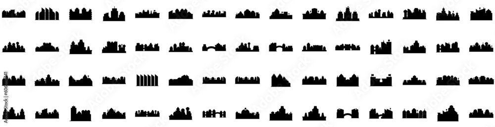 Set Of Metropolis Icons Isolated Silhouette Solid Icon With Metropolis, City, Building, Cityscape, Architecture, Skyscraper, Urban Infographic Simple Vector Illustration Logo