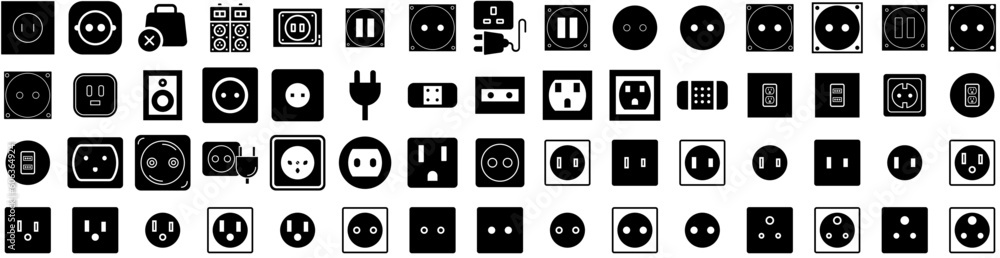 Set Of Outlet Icons Isolated Silhouette Solid Icon With Energy, Power, Electrical, Electric, Socket, Outlet, Electricity Infographic Simple Vector Illustration Logo Set Of Outlet Icons Isolated Silhouette Solid Icon With Energy, Power, Electrical, Electric, Socket, Outlet, Electricity Infographic Simple Vector Illustration Logo
