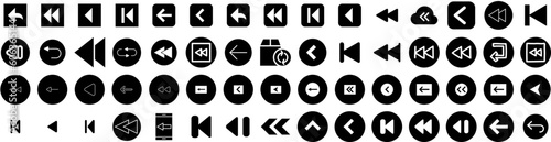 Set Of Previous Icons Isolated Silhouette Solid Icon With Vector, Web, Previous, Arrow, Button, Symbol, Icon Infographic Simple Vector Illustration Logo