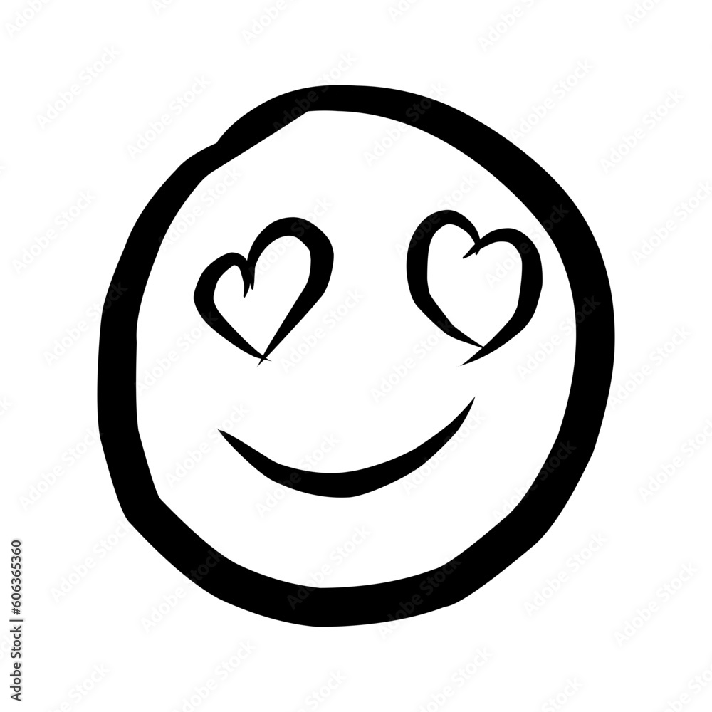 Hand Drawn Emoji faces Icon. Emoticon Doodle ink brush icons of happy, excited, sad, loved, angry face vector illustration. Hand Drawn Emoji faces Icon. Emoticon Doodle ink brush icons of happy, excited, sad, loved, angry face vector illustration.