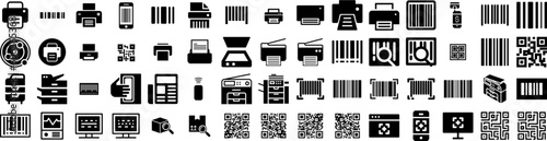 Set Of Scanner Icons Isolated Silhouette Solid Icon With Digital, Technology, Equipment, Machine, Scanning, Scan, Scanner Infographic Simple Vector Illustration Logo