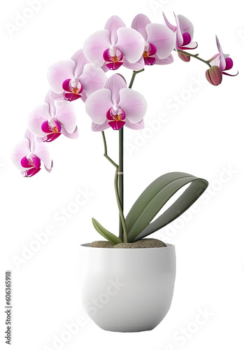 Phalenopsis  Orchidee in einem wei  en Topf  Generative AI  Generativ  KI