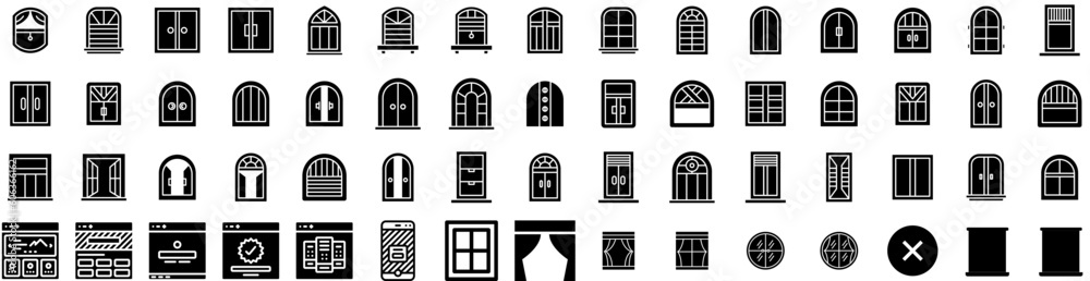 Set Of Window Icons Isolated Silhouette Solid Icon With White, View, Design, Frame, Window, Glass, House Infographic Simple Vector Illustration Logo Set Of Window Icons Isolated Silhouette Solid Icon With White, View, Design, Frame, Window, Glass, House Infographic Simple Vector Illustration Logo