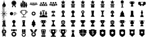Set Of Winner Icons Isolated Silhouette Solid Icon With Background, Celebration, Prize, Vector, Banner, Winner, Win Infographic Simple Vector Illustration Logo