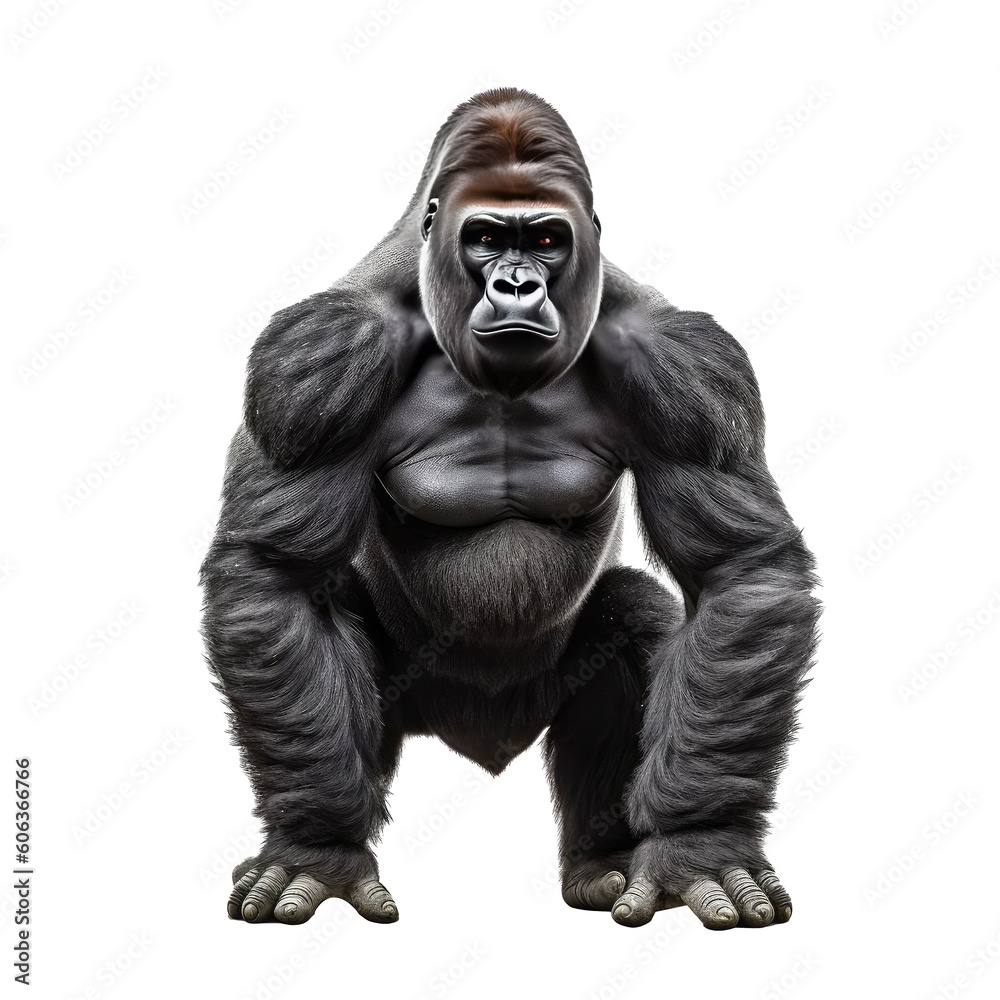 Fototapeta premium gorilla standing isolated on white