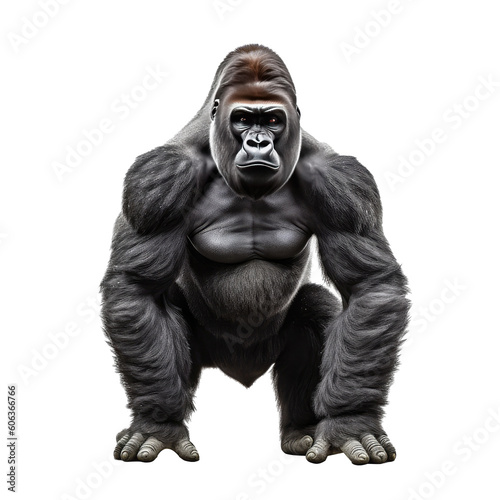 gorilla standing isolated on white