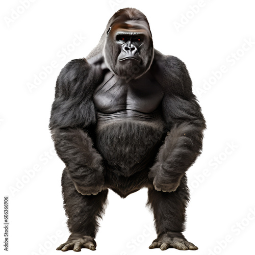 gorilla standing isolated on white