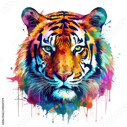 tiger colorful isolated on white