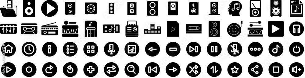 Set Of Music Icons Isolated Silhouette Solid Icon With Melody, Sound, Music, Illustration, Vector, Musical, Note Infographic Simple Vector Illustration Logo Set Of Music Icons Isolated Silhouette Solid Icon With Melody, Sound, Music, Illustration, Vector, Musical, Note Infographic Simple Vector Illustration Logo