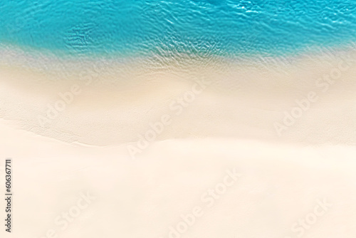 Aerial View of White Sandy Tropical Beach and Silent Ocean. AI generative