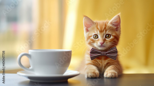 Cats are thought to something between drinking coffee. Generative Ai