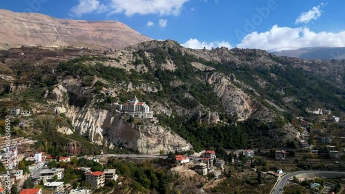 Beautiful drone shot of nature in Lebanon. Kadisha mountain valley photo