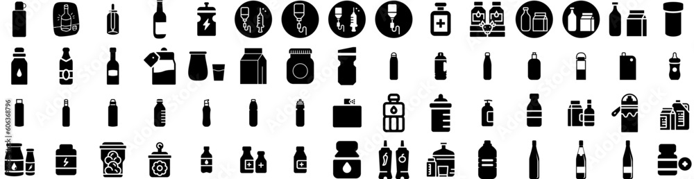 Set Of Bottle Icons Isolated Silhouette Solid Icon With White, Container, Drink, Bottle, Design, Vector, Isolated Infographic Simple Vector Illustration Logo Set Of Bottle Icons Isolated Silhouette Solid Icon With White, Container, Drink, Bottle, Design, Vector, Isolated Infographic Simple Vector Illustration Logo
