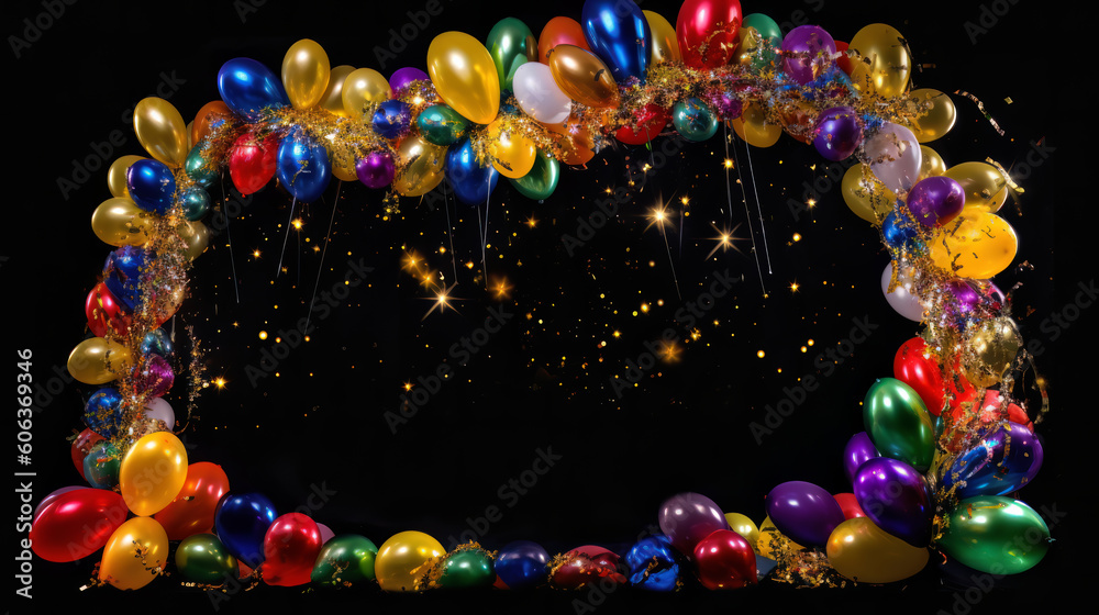 A festive arrangement of colorful balloons makes a perfect decoration for any celebration. Ai generative. A festive arrangement of colorful balloons makes a perfect decoration for any celebration. Ai generative.