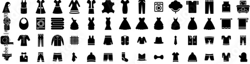 Set Of Cloth Icons Isolated Silhouette Solid Icon With Fabric, Clothes, Fashion, Background, Cloth, Style, Clothing Infographic Simple Vector Illustration Logo