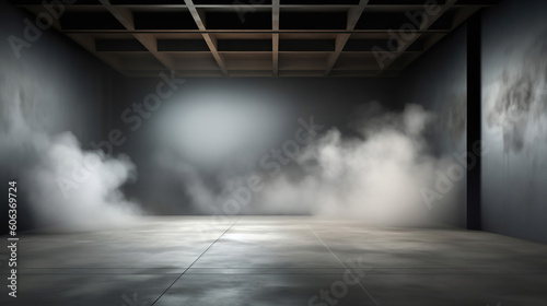 concrete floor and smoke background. Generative Ai