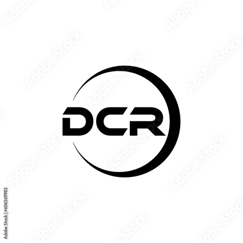 DCR letter logo design with white background in illustrator, cube logo, vector logo, modern alphabet font overlap style. calligraphy designs for logo, Poster, Invitation, etc. photo
