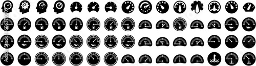 Set Of Gauge Icons Isolated Silhouette Solid Icon With Level, Meter, Measure, Icon, Vector, Gauge, Indicator Infographic Simple Vector Illustration Logo