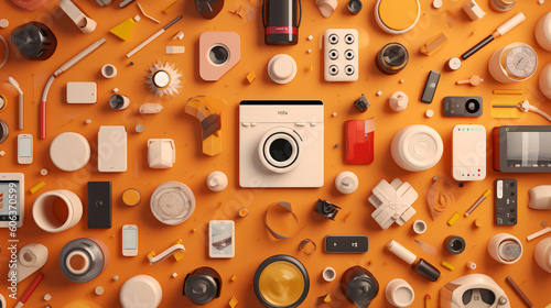 Sleek modern gadgets in vibrant colors. Generative IA