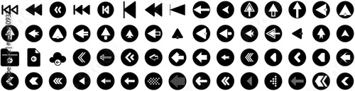 Set Of Previous Icons Isolated Silhouette Solid Icon With Symbol, Icon, Arrow, Button, Web, Previous, Vector Infographic Simple Vector Illustration Logo