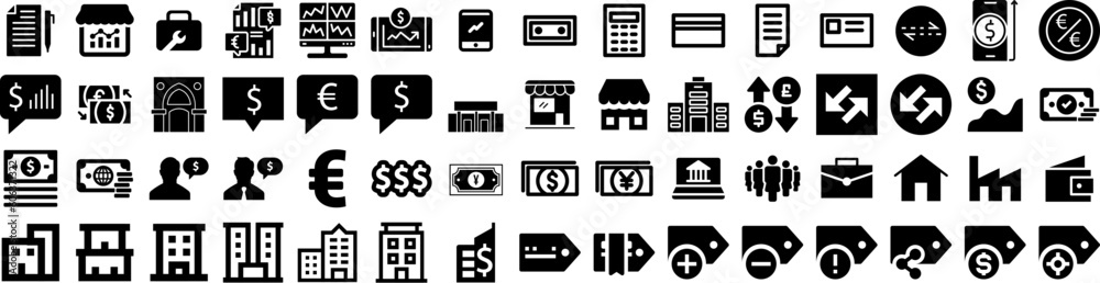 Set Of Trade Icons Isolated Silhouette Solid Icon With Money, Chart, Finance, Concept, Financial, Currency, Business Infographic Simple Vector Illustration Logo Set Of Trade Icons Isolated Silhouette Solid Icon With Money, Chart, Finance, Concept, Financial, Currency, Business Infographic Simple Vector Illustration Logo
