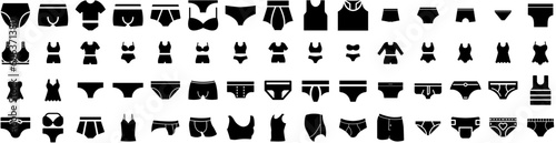 Set Of Underwear Icons Isolated Silhouette Solid Icon With Fashion, Background, Man, Underwear, Model, Clothes, Male Infographic Simple Vector Illustration Logo