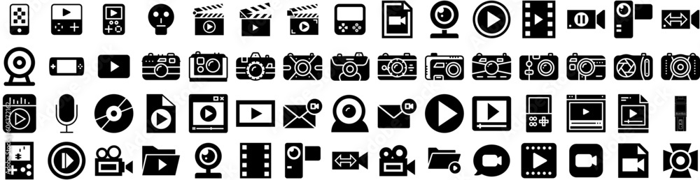 Set Of Video Icons Isolated Silhouette Solid Icon With Web, Video, Media, Vector, Internet, Online, Digital Infographic Simple Vector Illustration Logo Set Of Video Icons Isolated Silhouette Solid Icon With Web, Video, Media, Vector, Internet, Online, Digital Infographic Simple Vector Illustration Logo