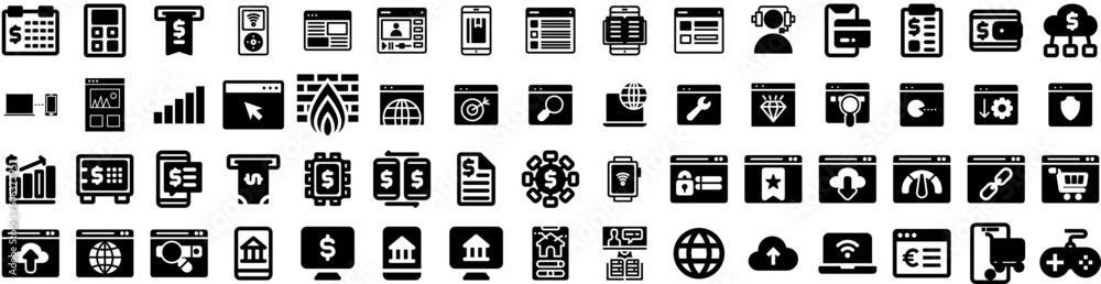 Set Of Internet Icons Isolated Silhouette Solid Icon With Network, Background, Communication, Concept, Internet, Technology, Web Infographic Simple Vector Illustration Logo Set Of Internet Icons Isolated Silhouette Solid Icon With Network, Background, Communication, Concept, Internet, Technology, Web Infographic Simple Vector Illustration Logo