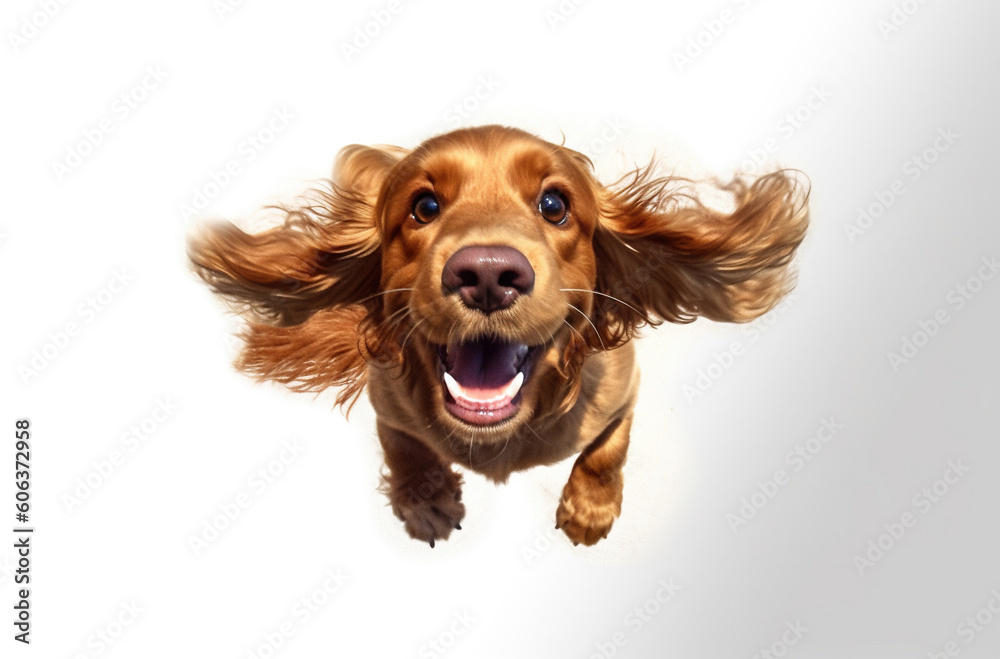 a_smiling_brown_cocker_spaniel_with_its_nose_out