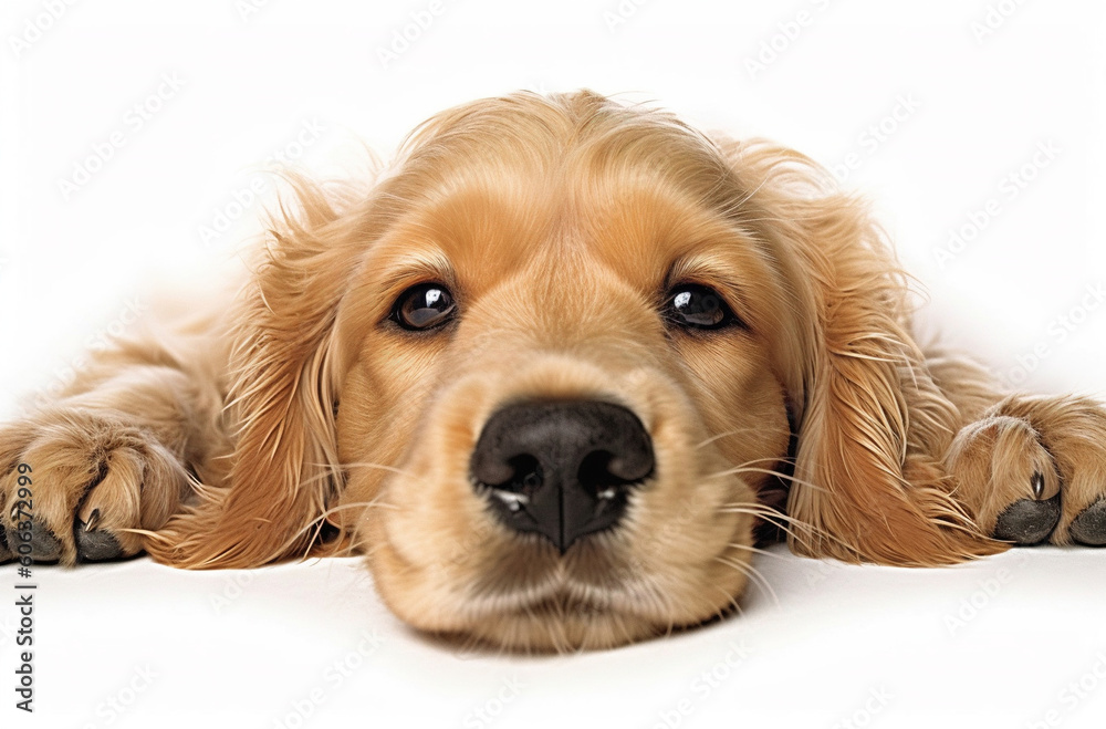 a_smiling_brown_cocker_spaniel_with_its_nose_out