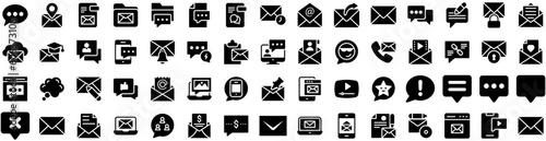 Set Of Message Icons Isolated Silhouette Solid Icon With Illustration, Icon, Vector, Message, Web, Design, Communication Infographic Simple Vector Illustration Logo