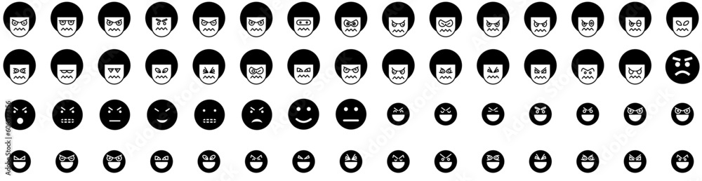 Set Of Angry Icons Isolated Silhouette Solid Icon With Cute, Isolated, Young, Background, Expression, Emotion, Angry Infographic Simple Vector Illustration Logo Set Of Angry Icons Isolated Silhouette Solid Icon With Cute, Isolated, Young, Background, Expression, Emotion, Angry Infographic Simple Vector Illustration Logo