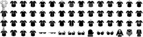 Set Of Apparel Icons Isolated Silhouette Solid Icon With Apparel, Shop, Clothes, Shirt, Fashion, Clothing, Store Infographic Simple Vector Illustration Logo