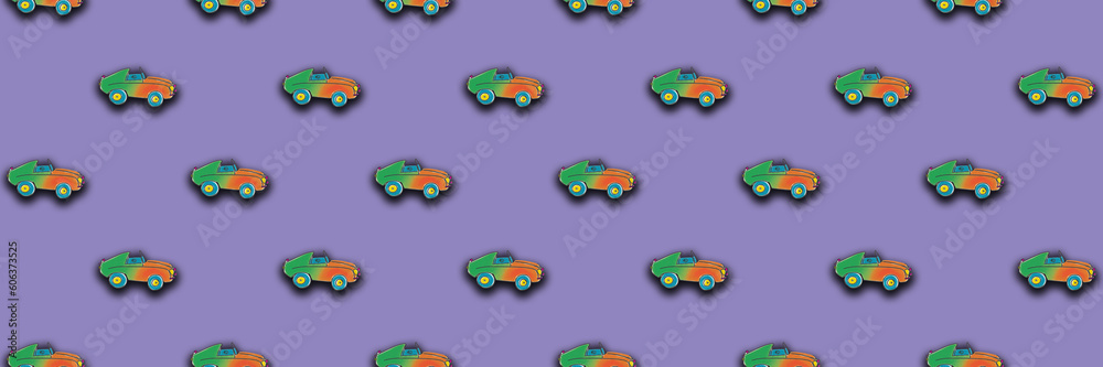 pattern with the image of a painted car. A template for superimposing something on top of something. Horizontal image. Banner for insertion into site. pattern with the image of a painted car. A template for superimposing something on top of something. Horizontal image. Banner for insertion into site.