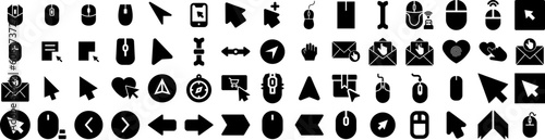 Set Of Cursor Icons Isolated Silhouette Solid Icon With Cursor, Pointer, Sign, Vector, Symbol, Web, Click Infographic Simple Vector Illustration Logo