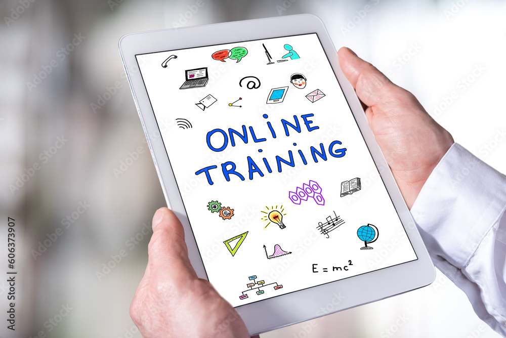 Online training concept on a tablet Online training concept on a tablet